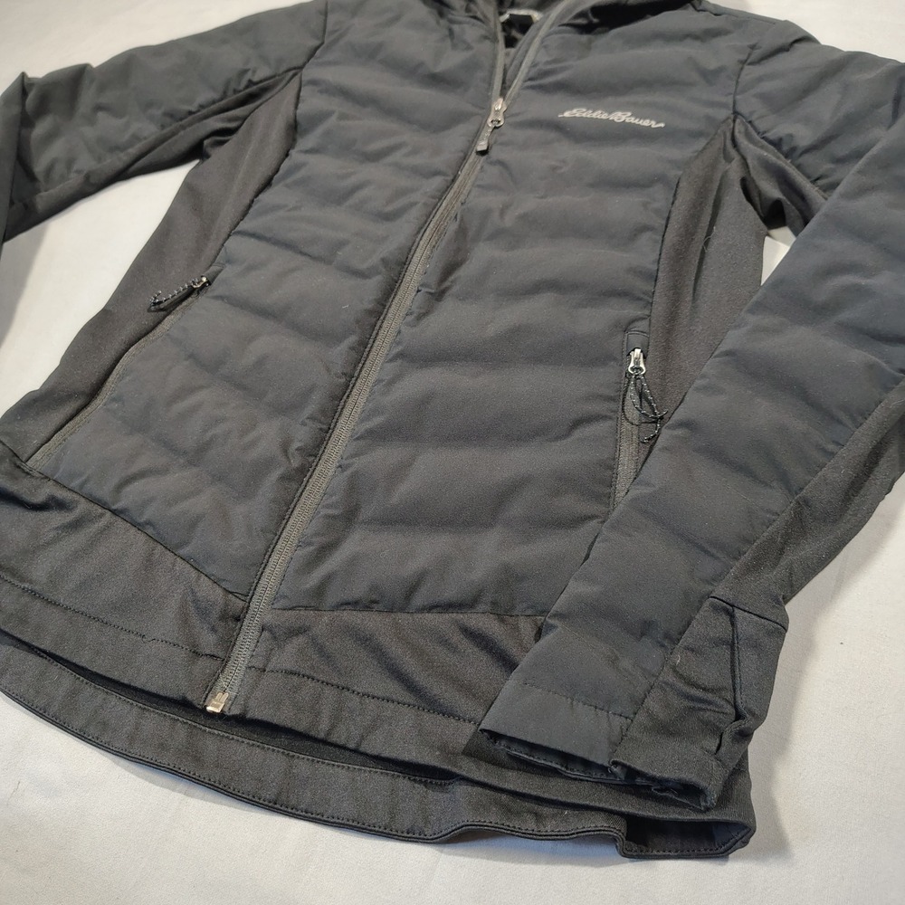 Eddie Bauer Jacket Womens Medium Black MotionLoft Hybrid Down Hooded Zip 0623 - Picture 7 of 16
